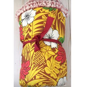 Handmade Polynesian Tribal Throw Blanket Yellow